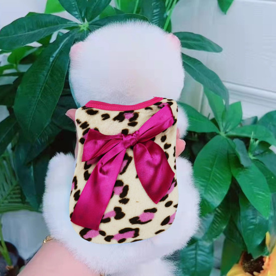 Winter Warm Pet Clothing For Small Dogs Soft Coral Vest Puppy Coat Leopard Print Dogs Costumedo21 D0100HPIKNW