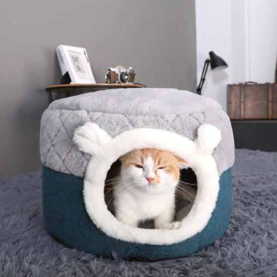 Winter warm cat litter soft and comfortable cat house; removable thatched house; puppy dog housedo21 D0100HPENJG